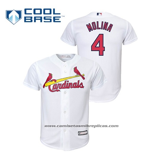 Camiseta Beisbol Nino St. Louis Cardinals Yadier Molina Cool Base Primera Replica Blanco